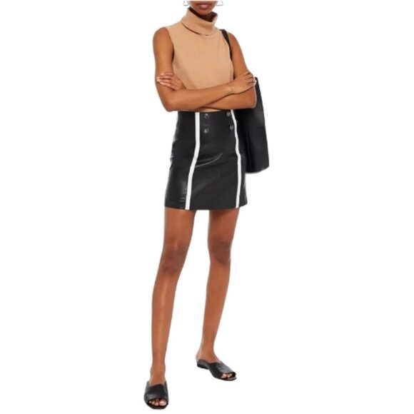 Sandro “Gansia” Black Genuine Lamb Leather Mini Skirt – Size 1 (36) - Picture 3 of 11